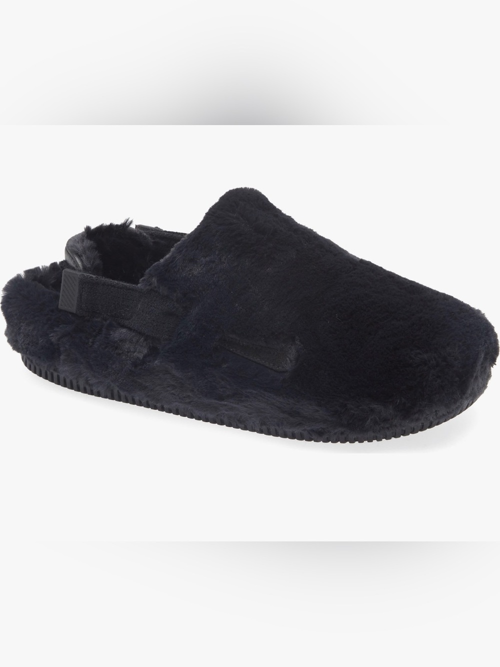 Nike Calm Women’s Black Faux Fur Slip On Mules W/Removable Strap(sz 8)